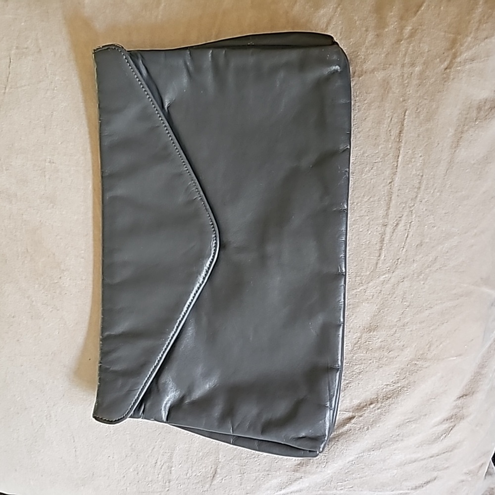 Clemente Vintage Gray Leather Clutch Bag Purse
